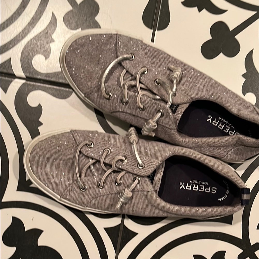 Sperry Gray Glitter Sneakers
